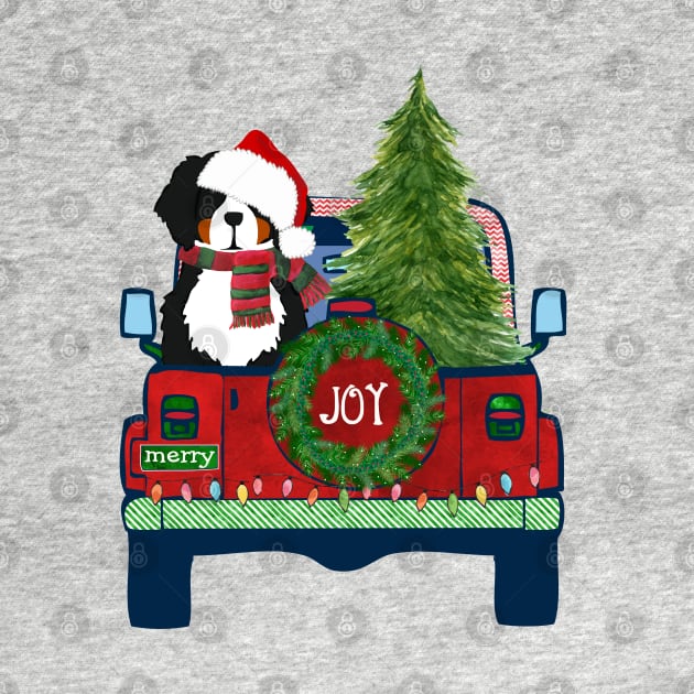 Cute Bernese Mt Dog Christmas Jeep by EMR_Designs